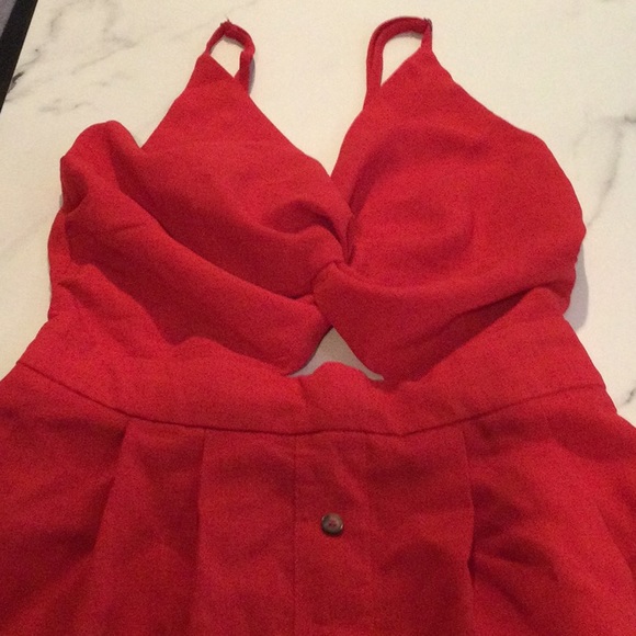 RED CUTOUT BUTTON FRONT MINI DRESS, small - Picture 3 of 6